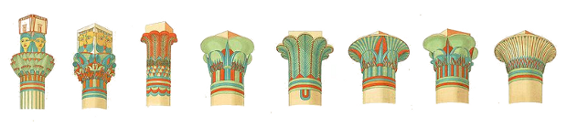  Drawings of ornate Egyptian architecture by Karl Richard Lepsius (1810–1884).