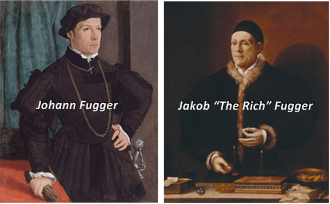 Johann (Hans) Fugger (circa 1380) was first in a succession of wealthy German merchants and bankers. Jakob Fugger (1459-1525), grandson of Hans, was the most successful and most famous member of the dynasty. Caspar Lindfeldt (an earlier incarnation of Albert Fischbach) was probably a contemporary of Jakob Fugger. By then, the word “fugger” had become synonymous with “banker.”